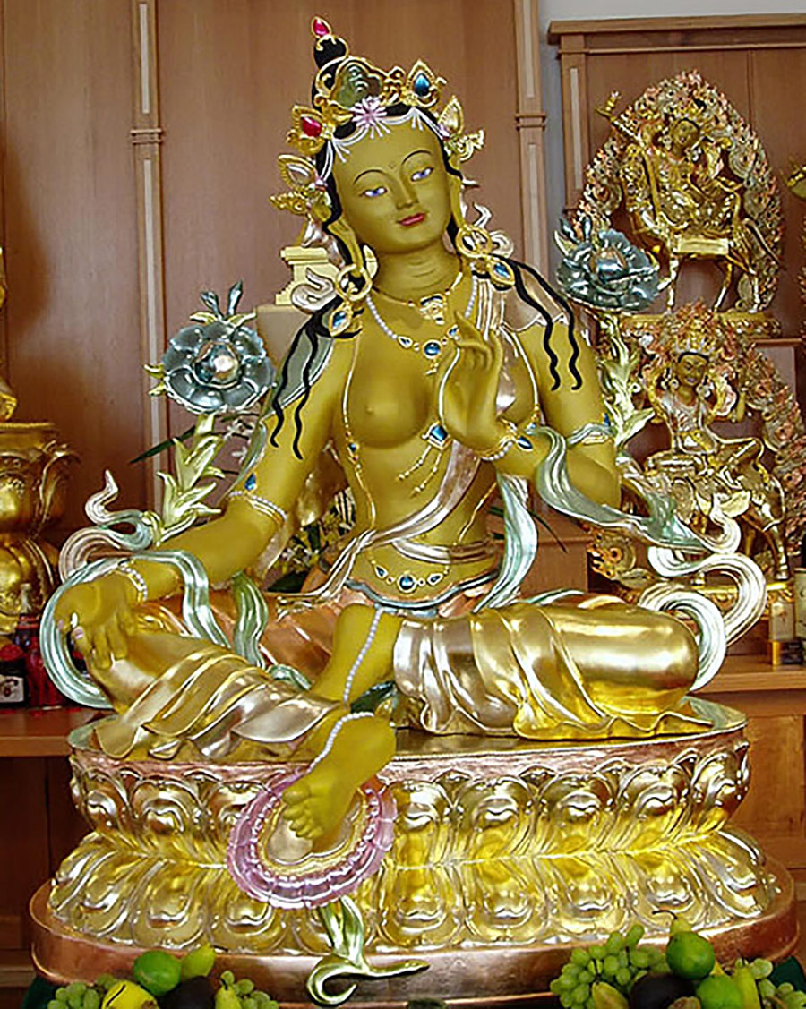 4ft seated buddha tara gilded kadampa_seattle usa
