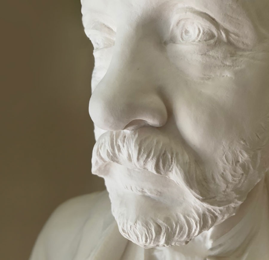 detailed male face jesmonite bust white marble cast uk