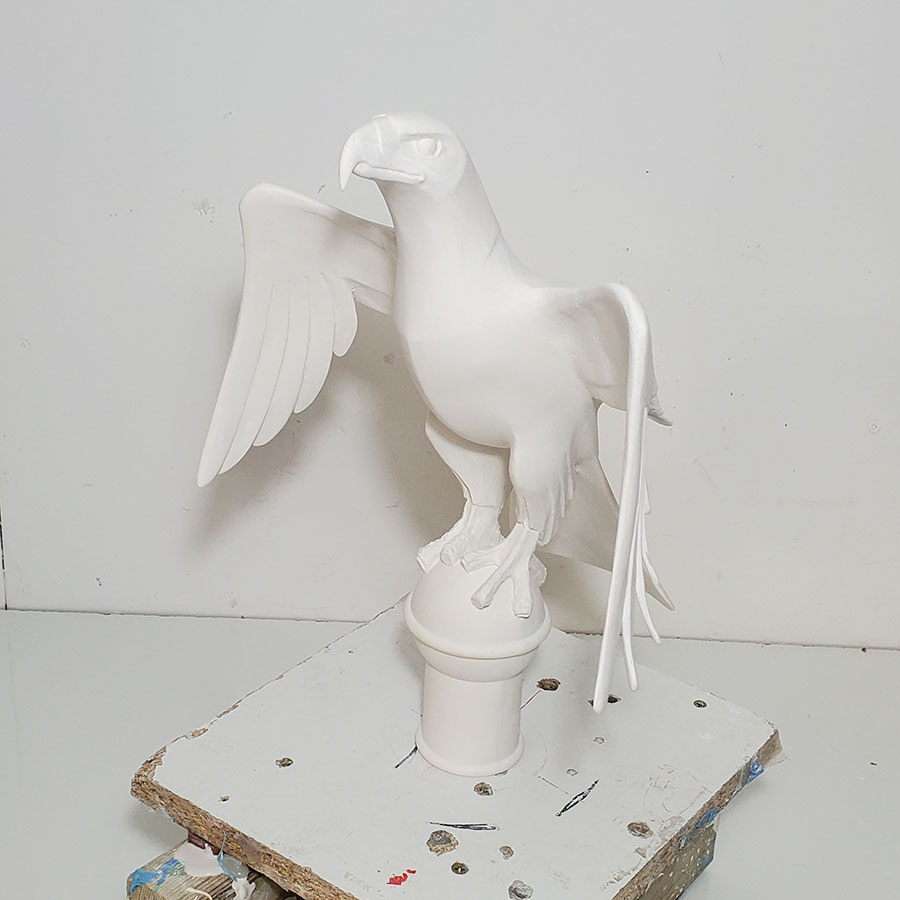 king charles anointing screen white jesmonite cast eagle