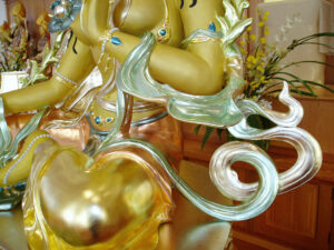 Buddha tara gold leaf silk detail seattle USA