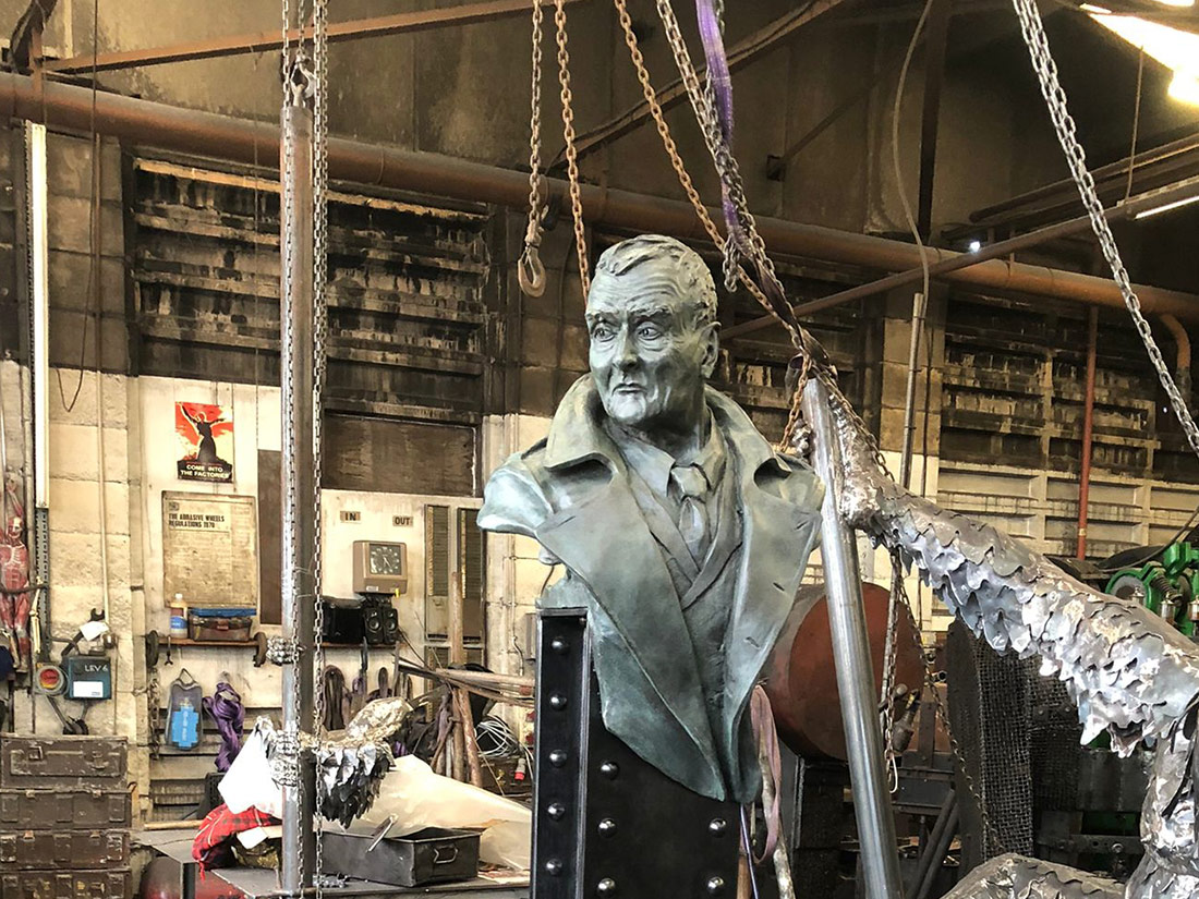 adrian shooter leather patina bronze bust on plinth