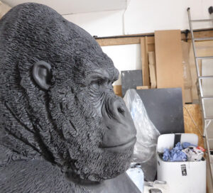 head profile silverback fiber glass jesmonite gorilla sculpture