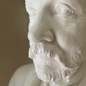detailed male face jesmonite bust white marble cast uk