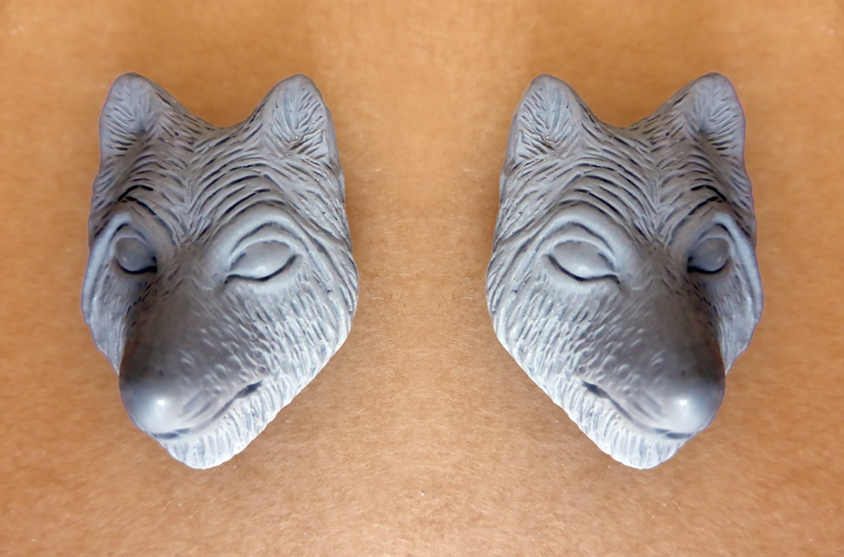 wolf head pendant jesmonite pressure casting detail differance_